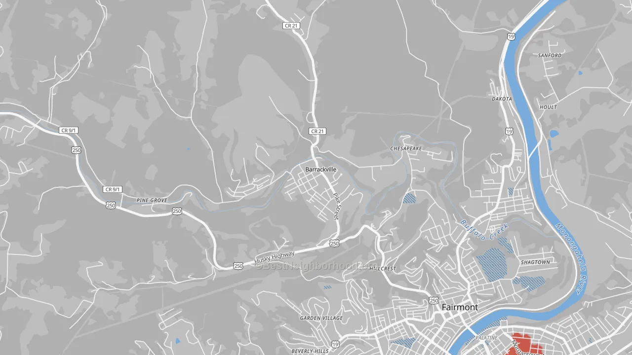 Transit Grade map of Barrackville, WV