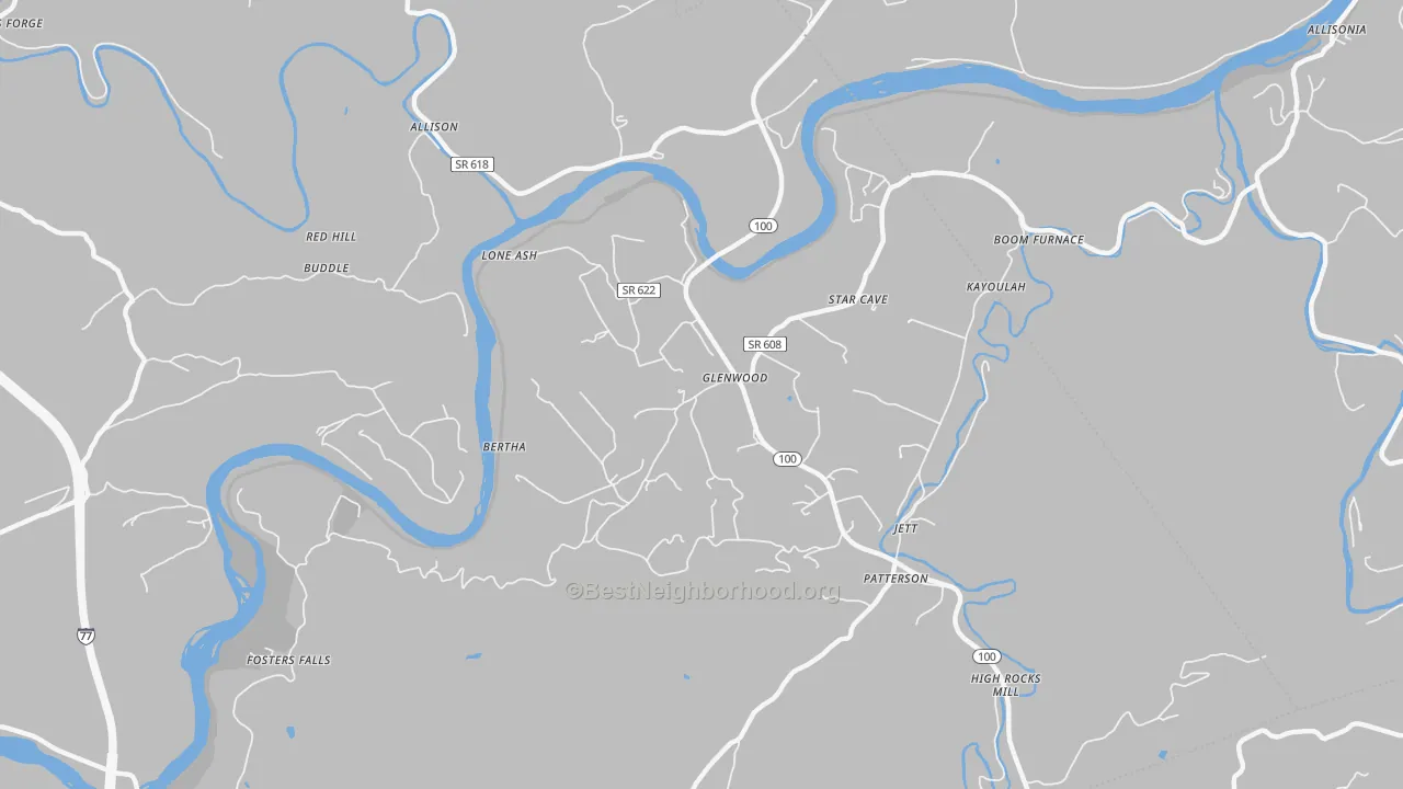 Transit Grade map of Barren Springs, VA