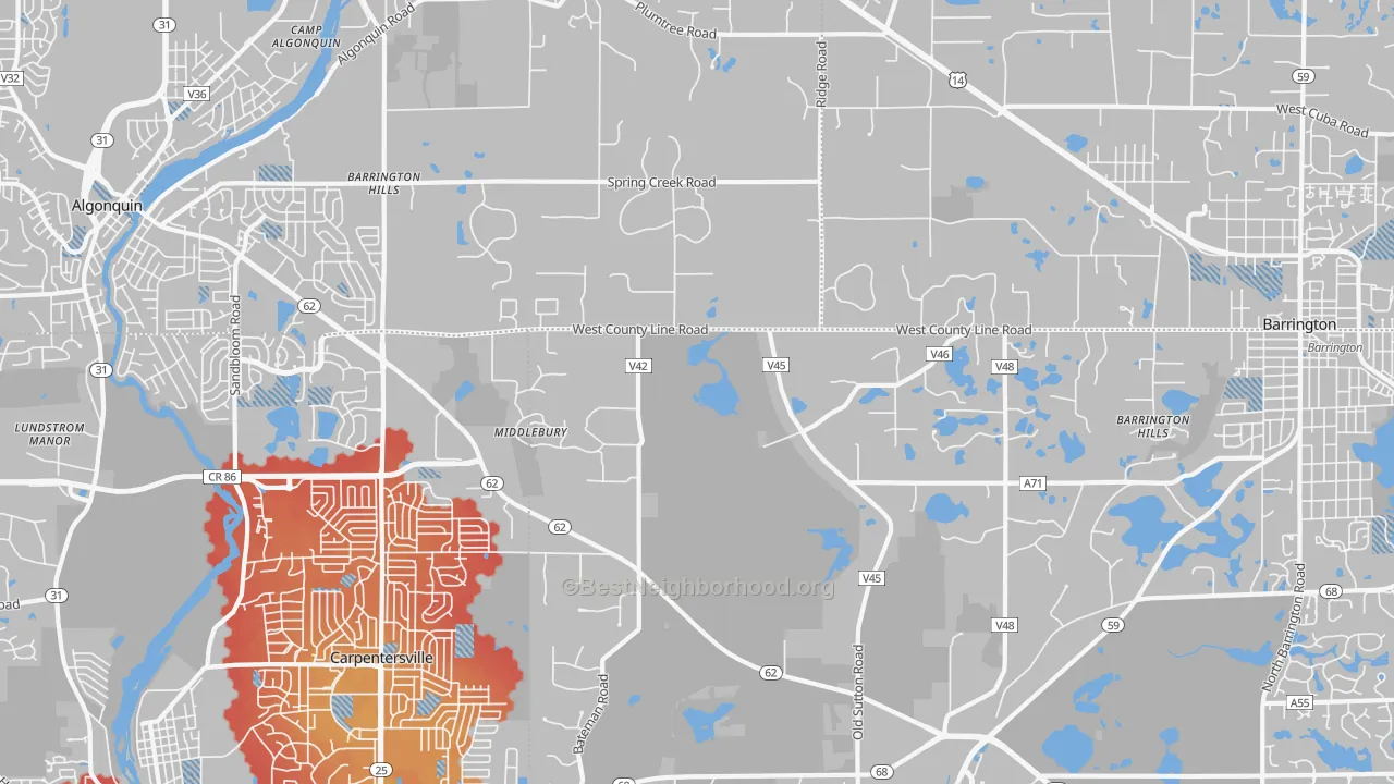 Transit Grade map of Barrington Hills, IL