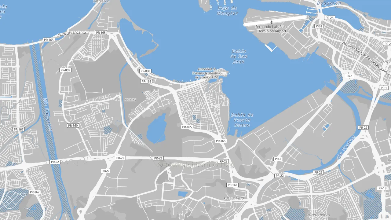Transit Grade map of Barrio Amelia, Guaynabo, PR
