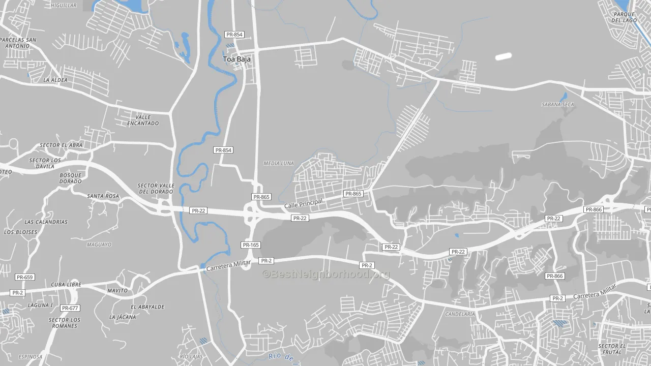 Transit Grade map of Barrio Campanilla, Toa Baja, PR