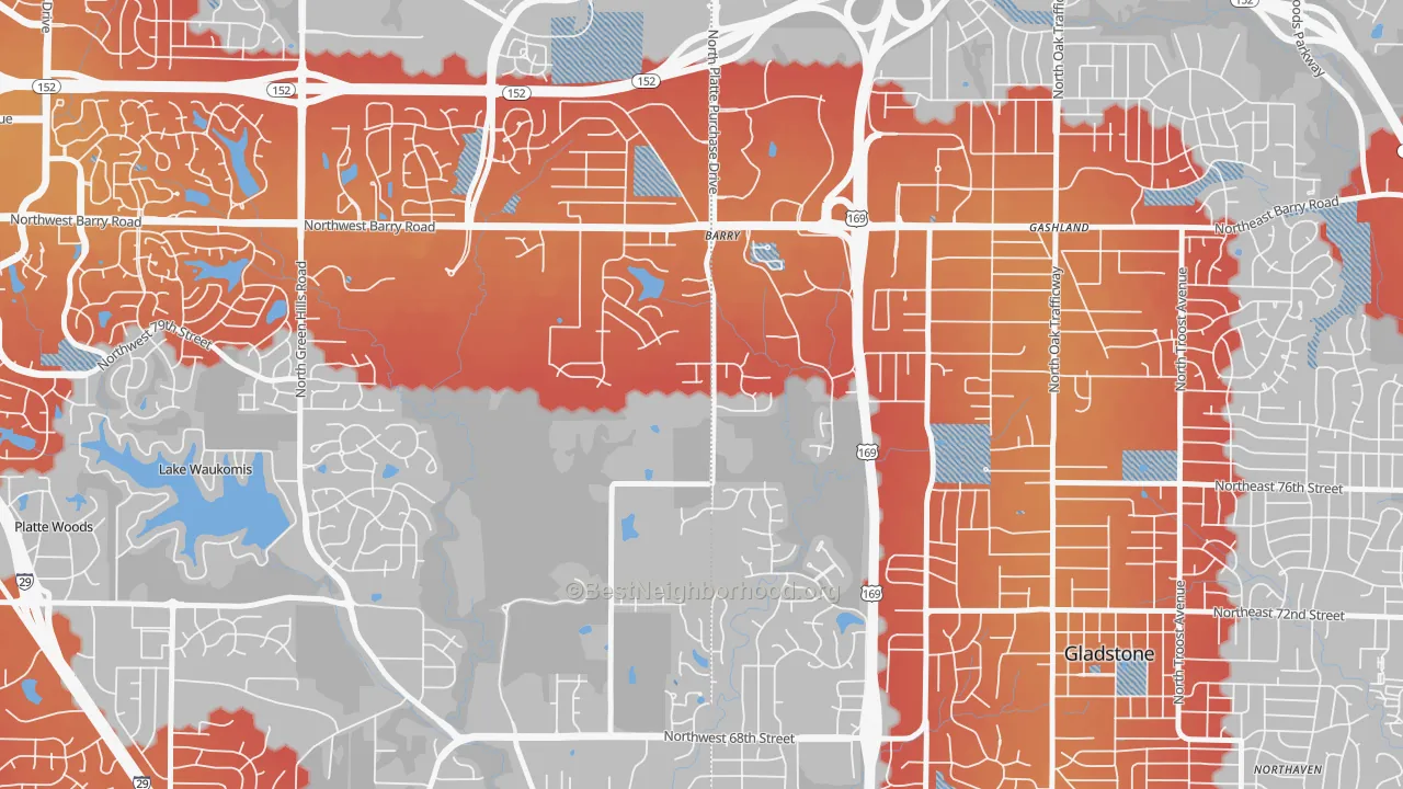 Transit Grade map of Barry Harbour, Kansas City, MO
