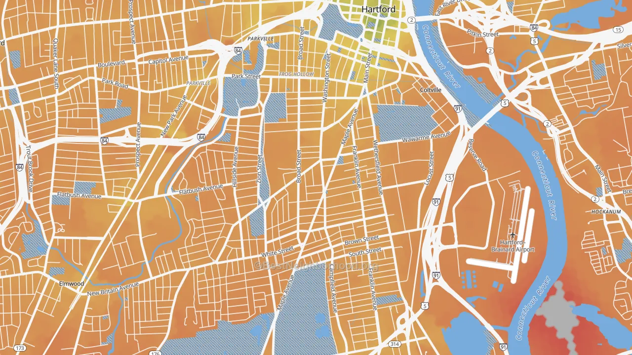 Transit Grade map of Barry Square, Hartford, CT