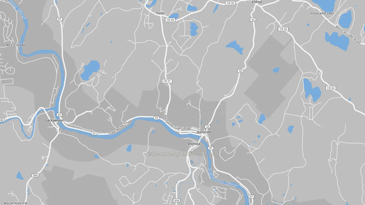 Transit Grade map of Barryville, NY