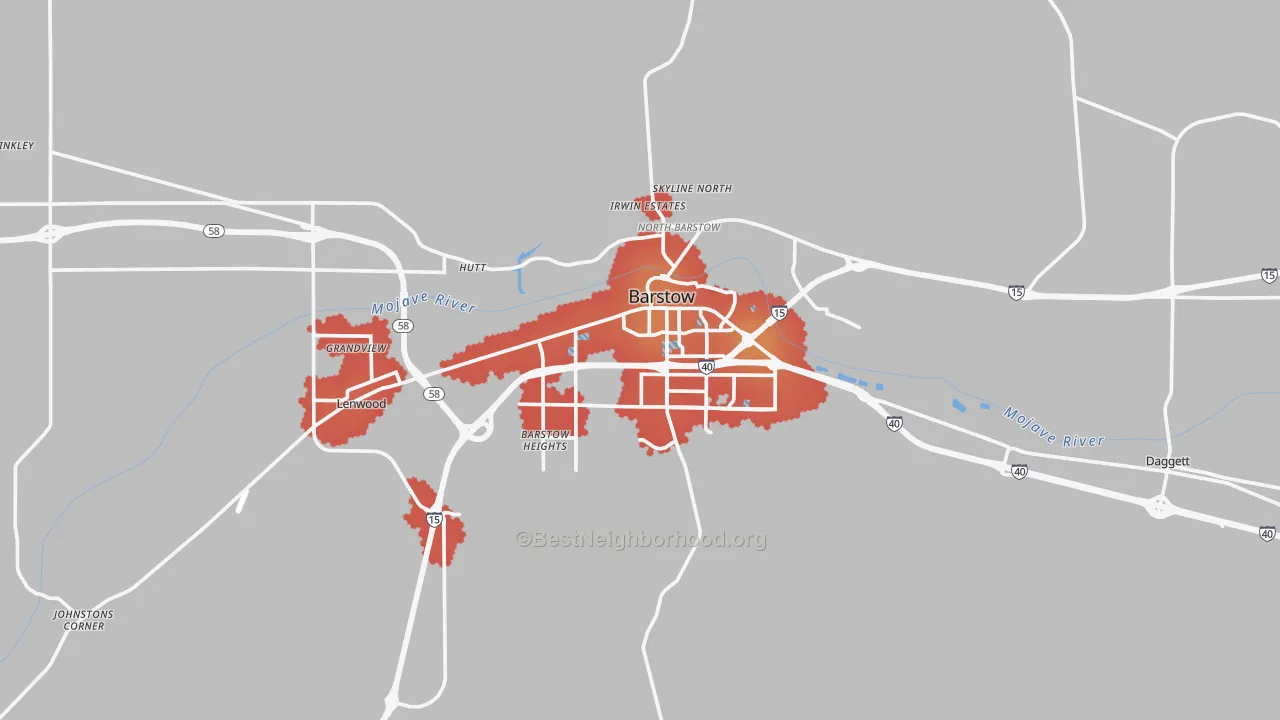 Transit Grade map of Barstow, CA