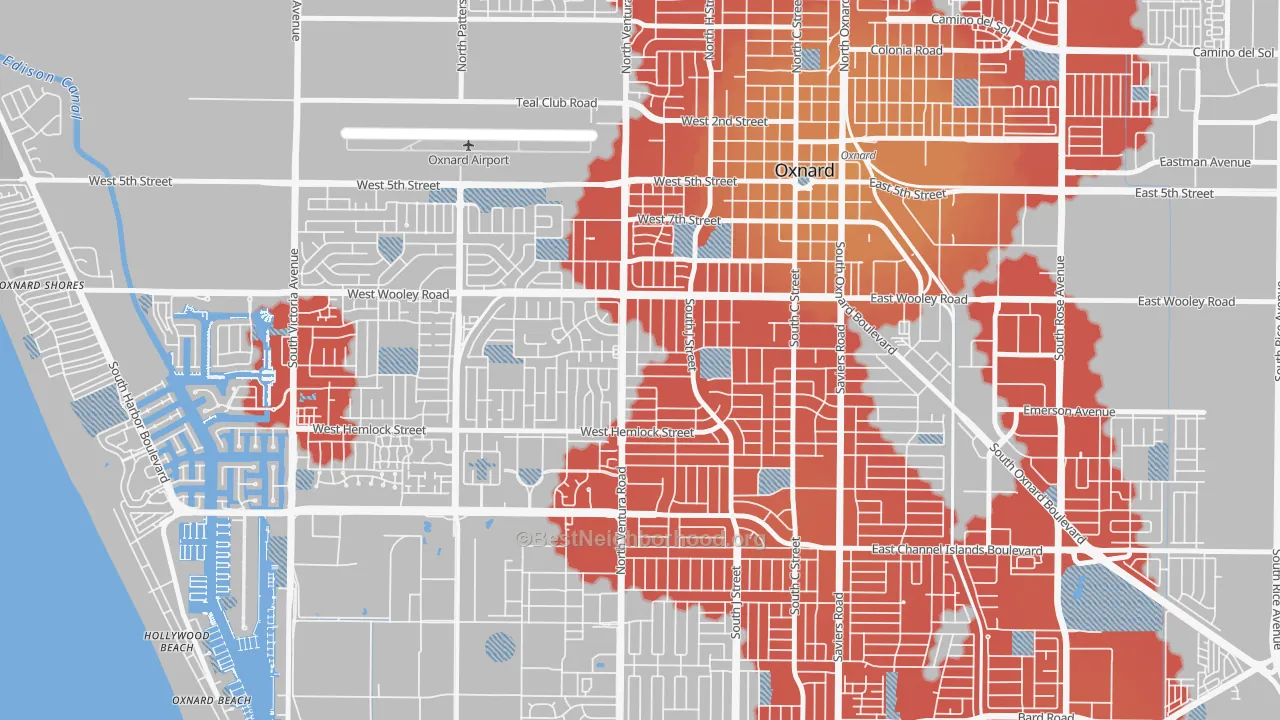 Transit Grade map of Bartolo Square North, Oxnard, CA
