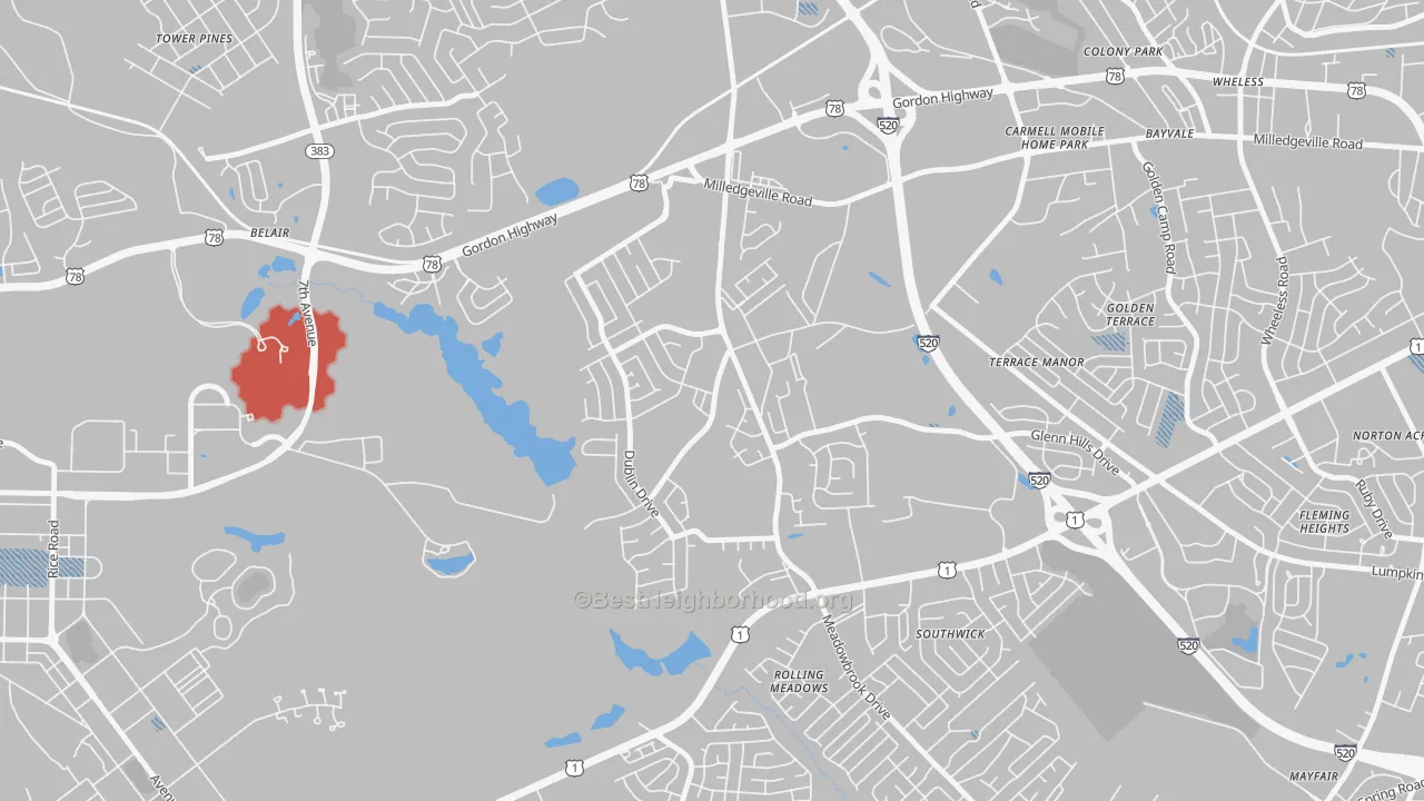 Transit Grade map of Barton Chapel, Augusta, GA