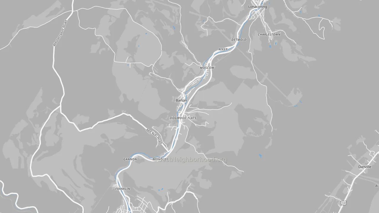 Transit Grade map of Barton, MD