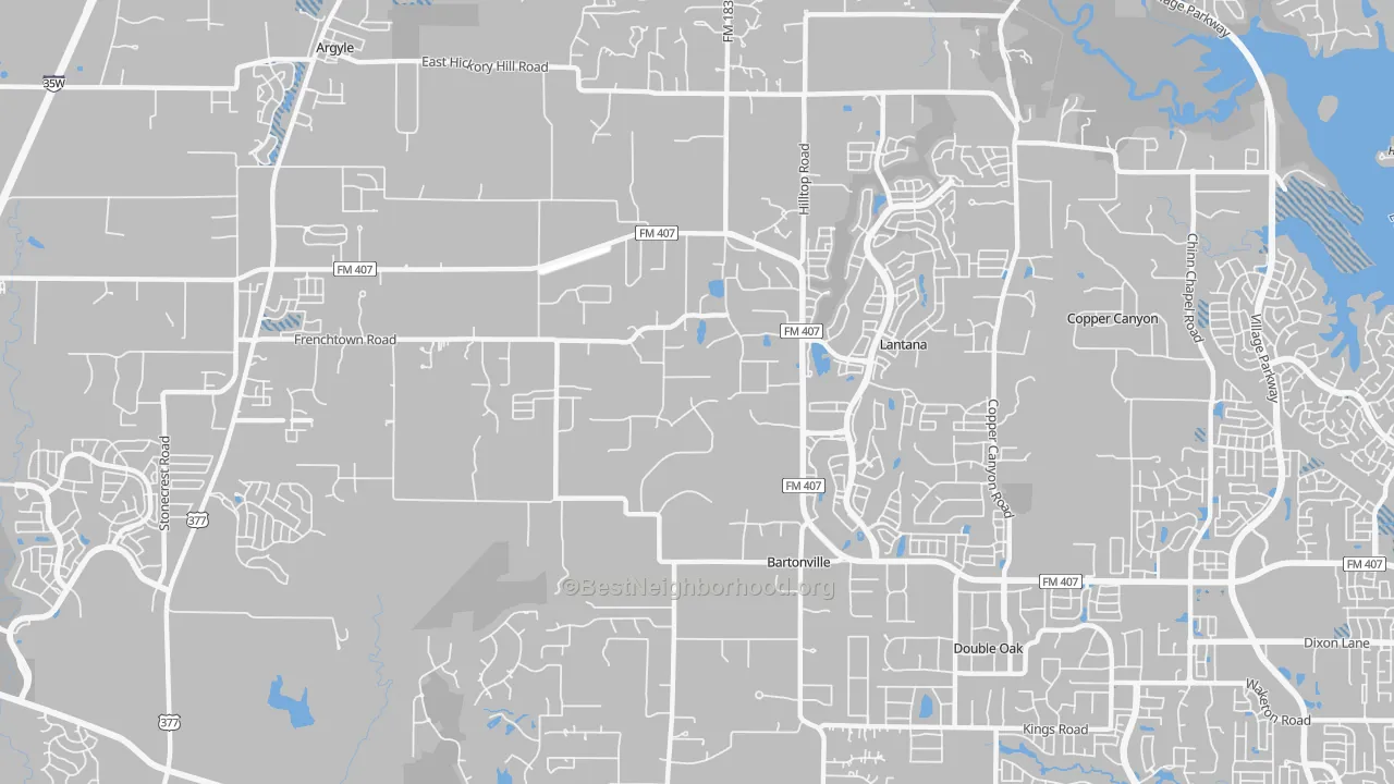 Transit Grade map of Bartonville, TX