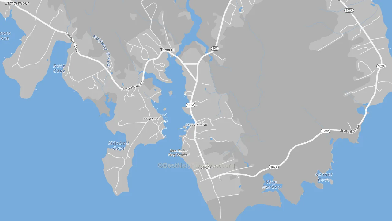Transit Grade map of Bass Harbor, ME