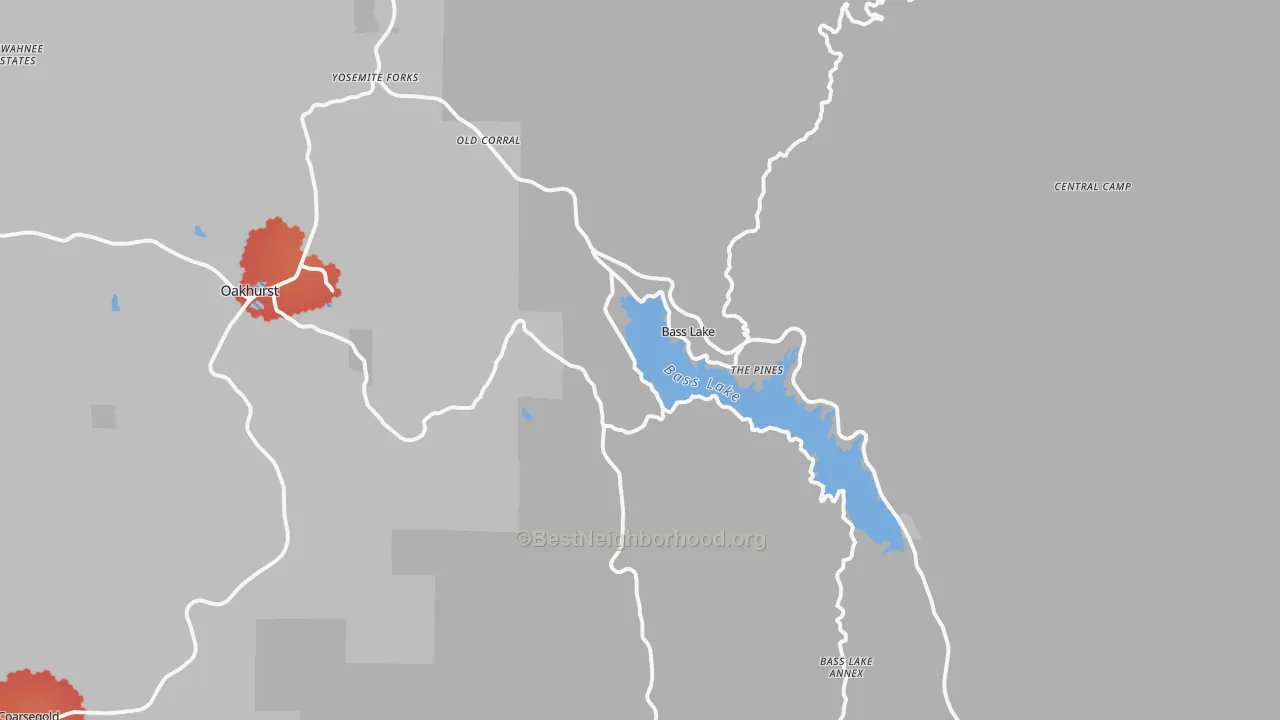 Transit Grade map of Bass Lake, CA