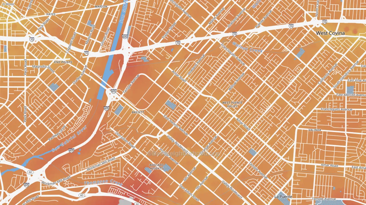 Transit Grade map of Bassett, West Puente Valley, CA
