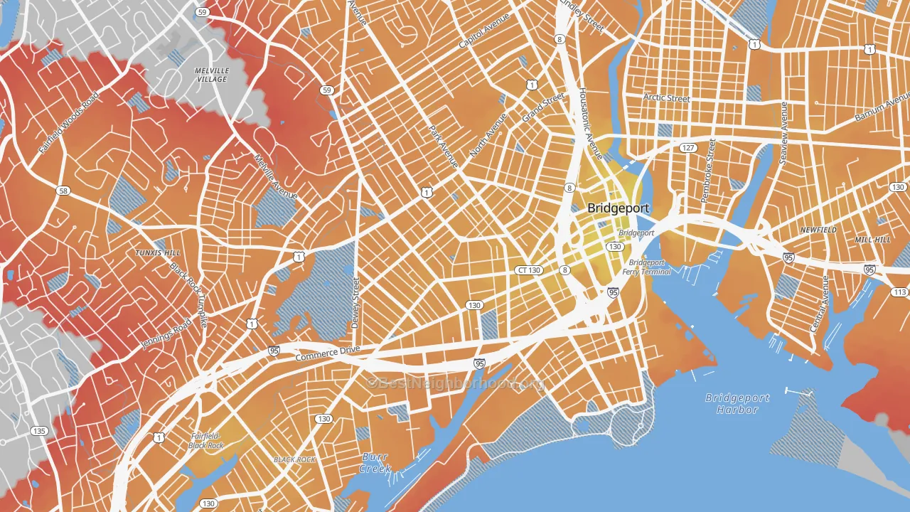 Transit Grade map of Bassickville Historic District, Bridgeport, CT