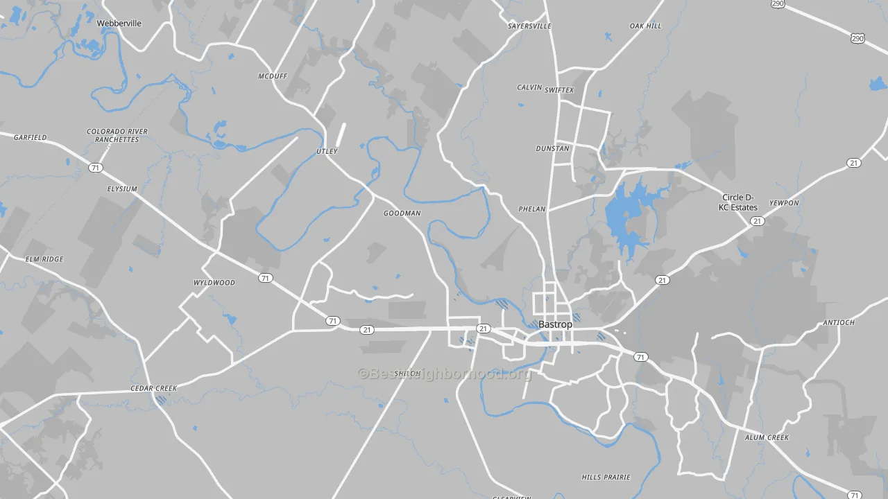 Transit Grade map of Bastrop County, TX