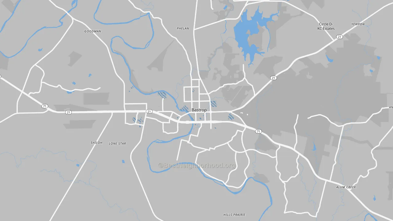 Transit Grade map of Bastrop, TX