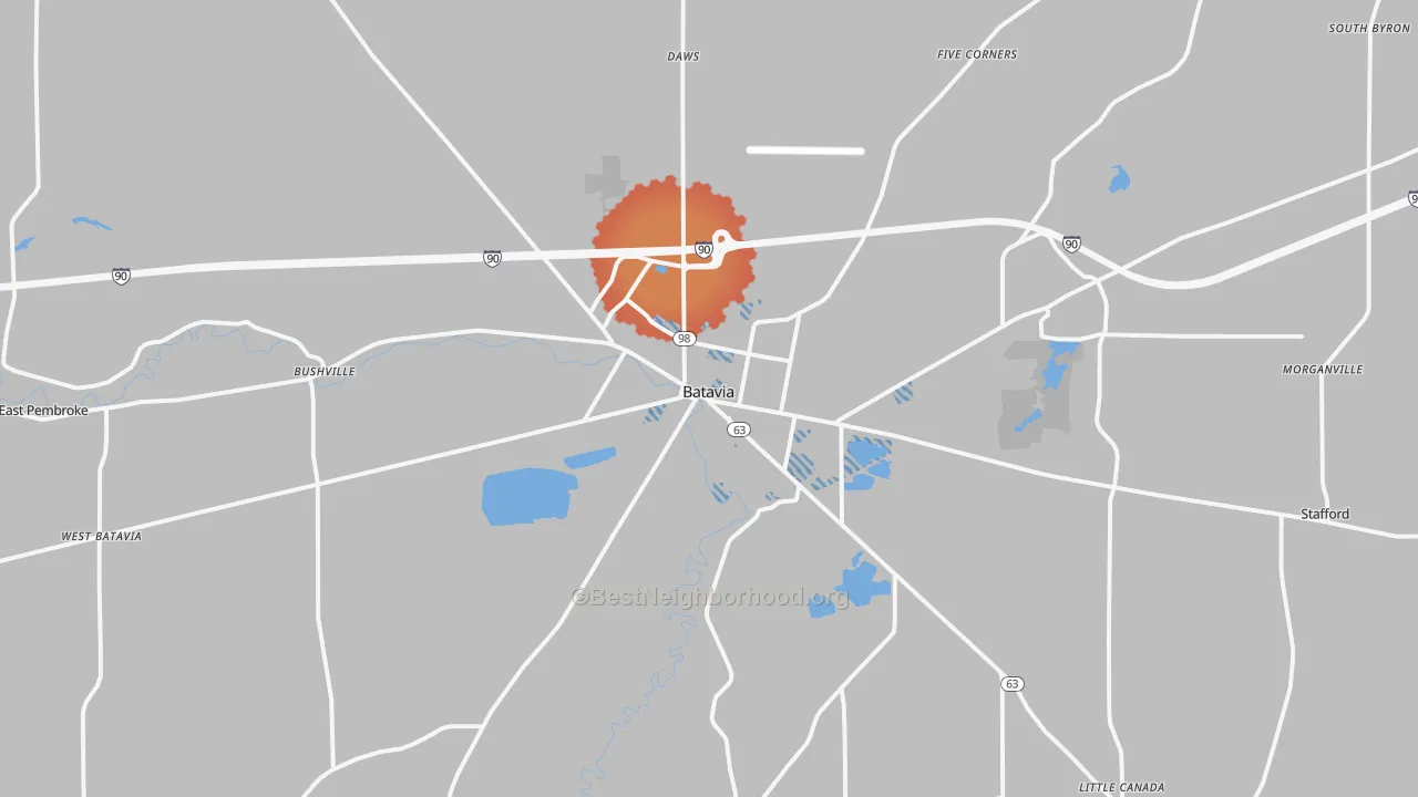 Transit Grade map of Batavia, NY