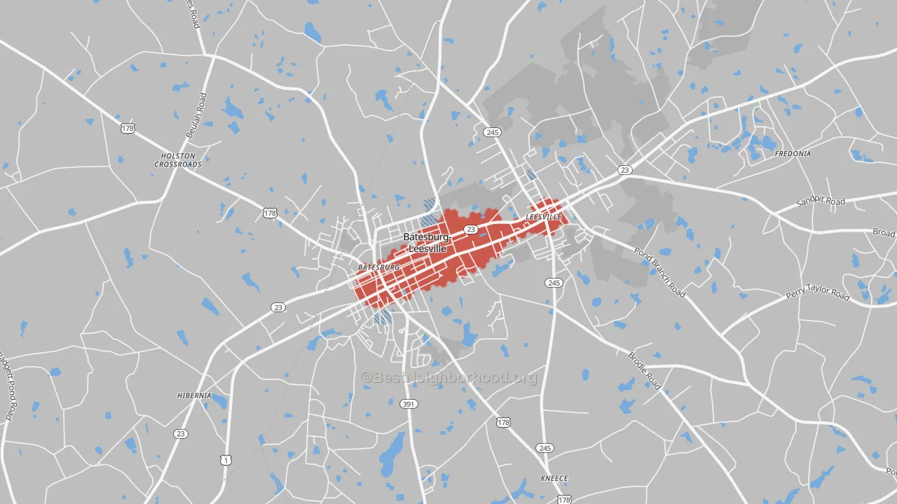 Transit Grade map of Batesburg-Leesville, SC