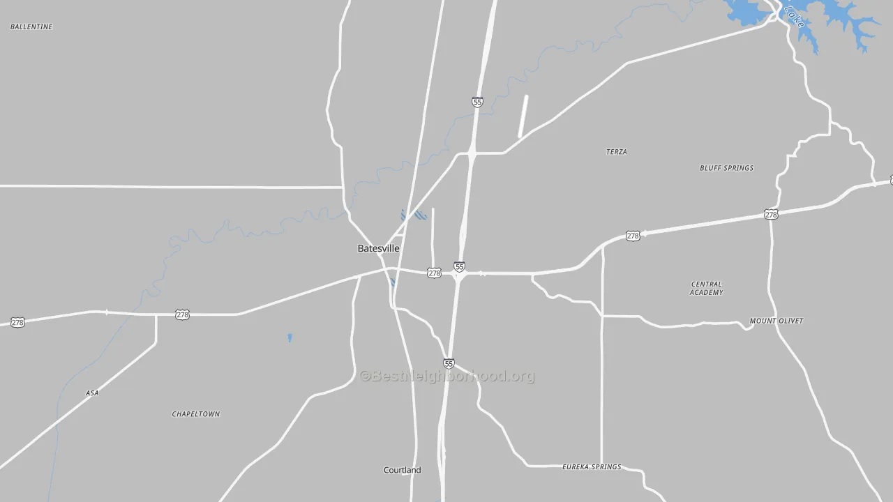 Transit Grade map of Batesville, MS