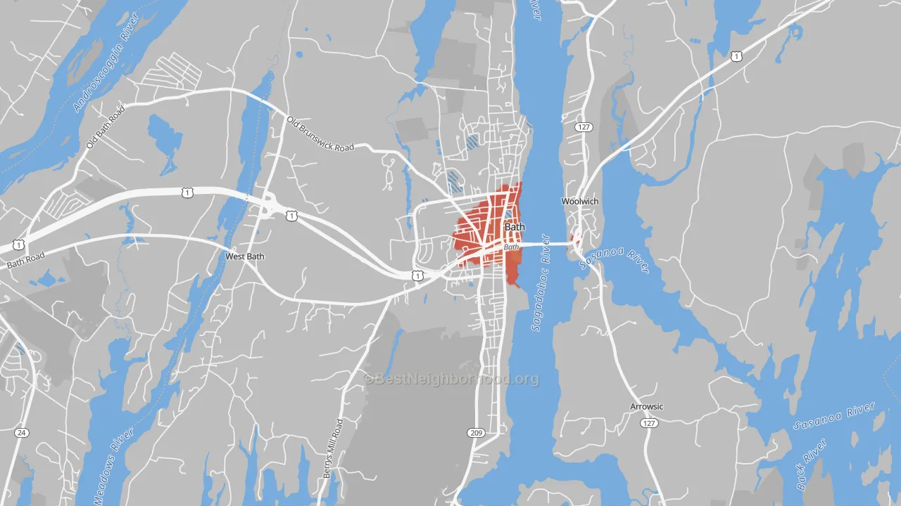 Transit Grade map of Bath, ME