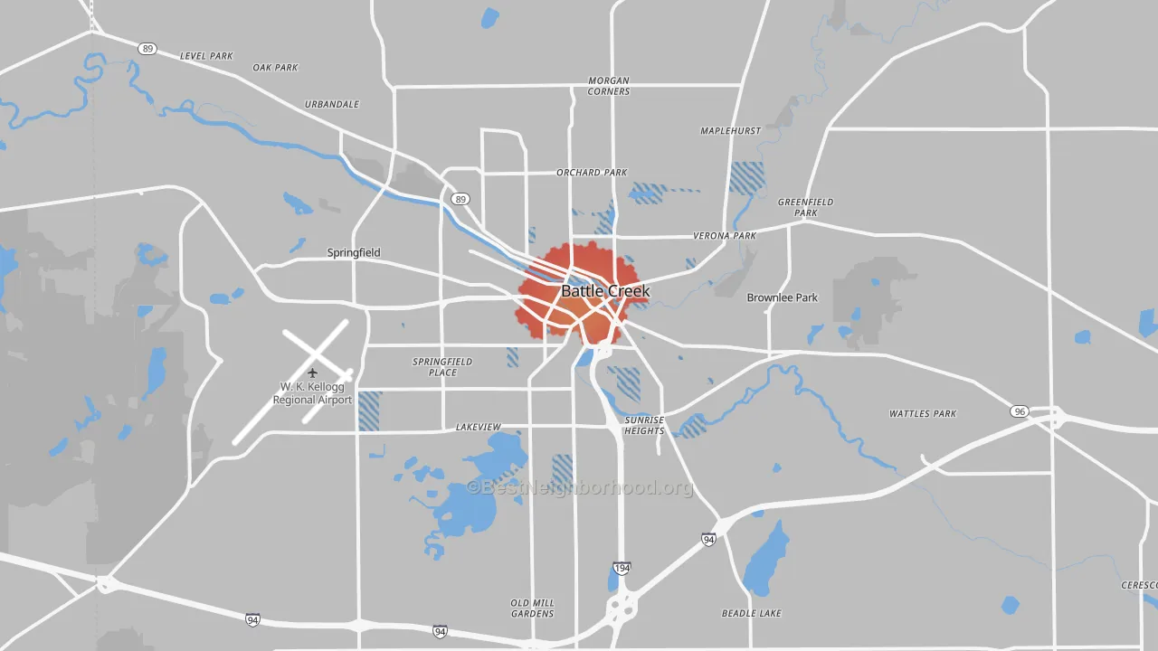 Transit Grade map of Battle Creek, MI