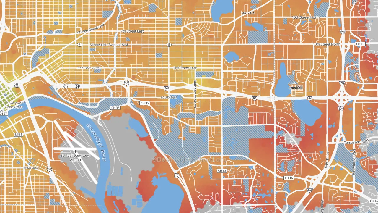 Transit Grade map of Battle Creek, St. Paul, MN