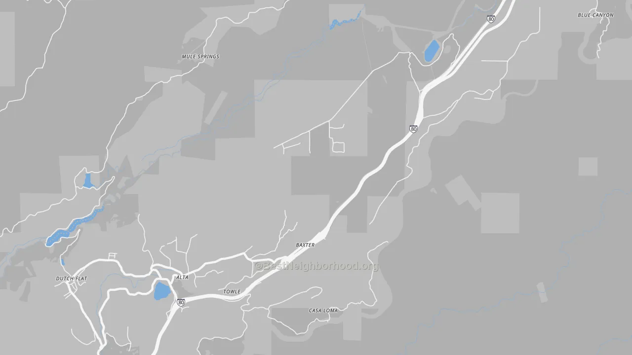 Transit Grade map of Baxter, CA