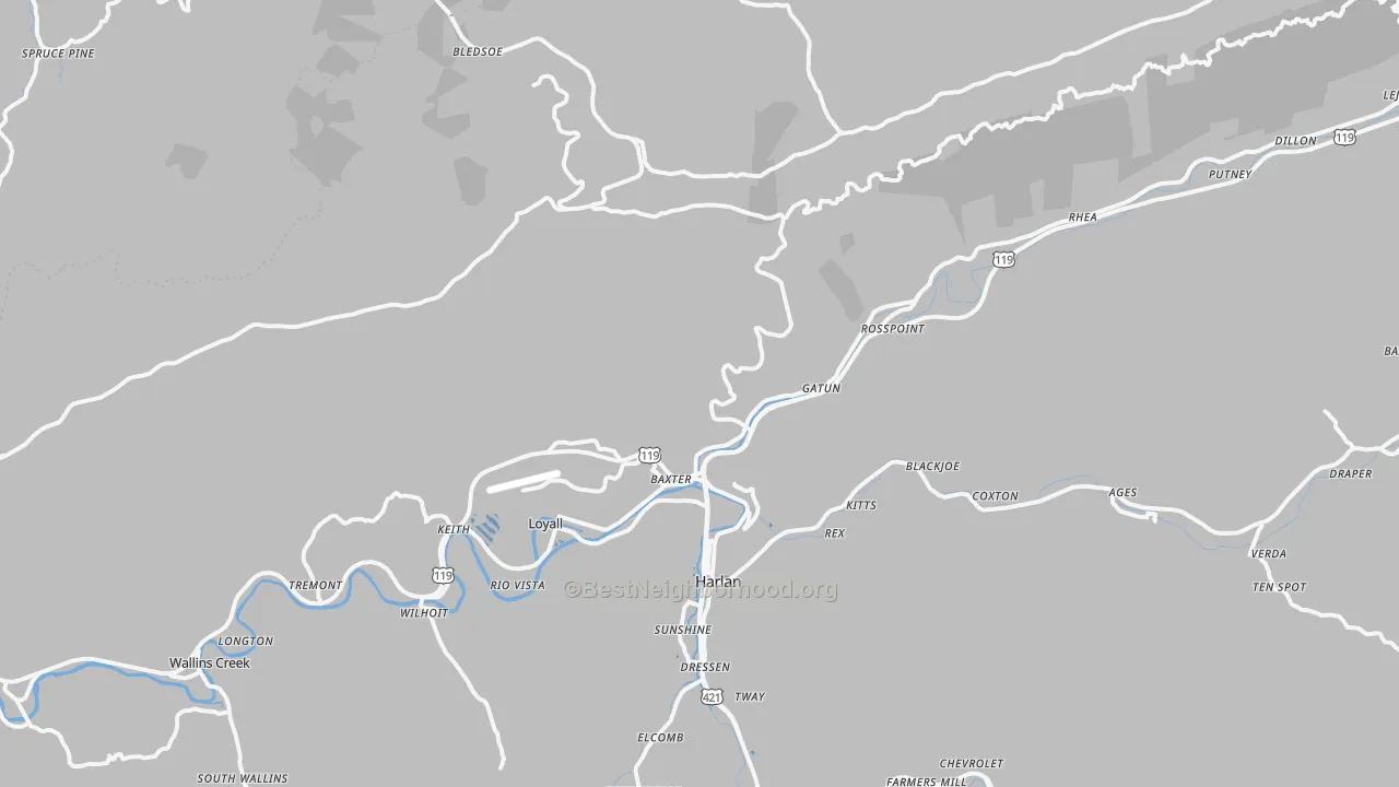 Transit Grade map of Baxter, KY