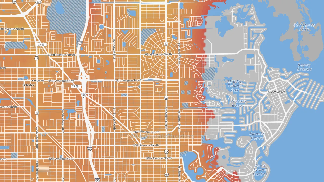 Transit Grade map of Bay Breeze Cove, St. Petersburg, FL
