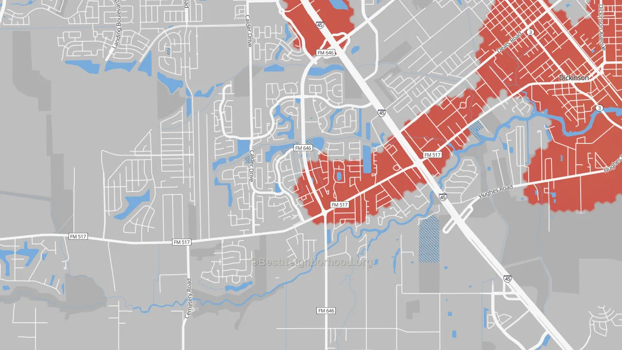 Transit Grade map of Bay Colony, League City, TX