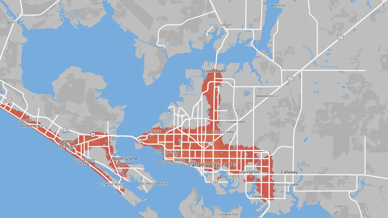 Transit Grade map of Bay County, FL