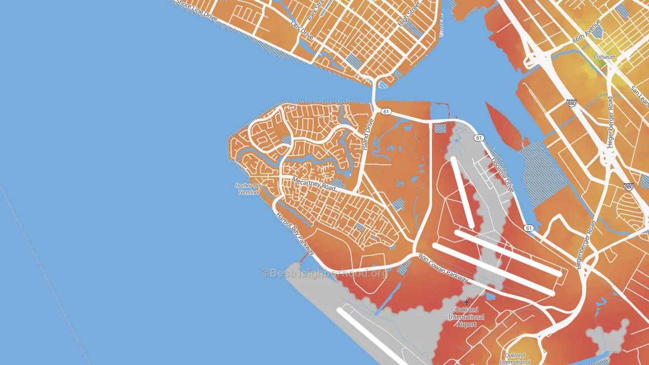 Transit Grade map of Bay Farm Island, Alameda, CA