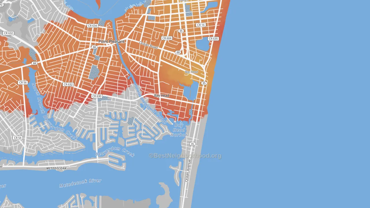 Transit Grade map of Bay Head, NJ