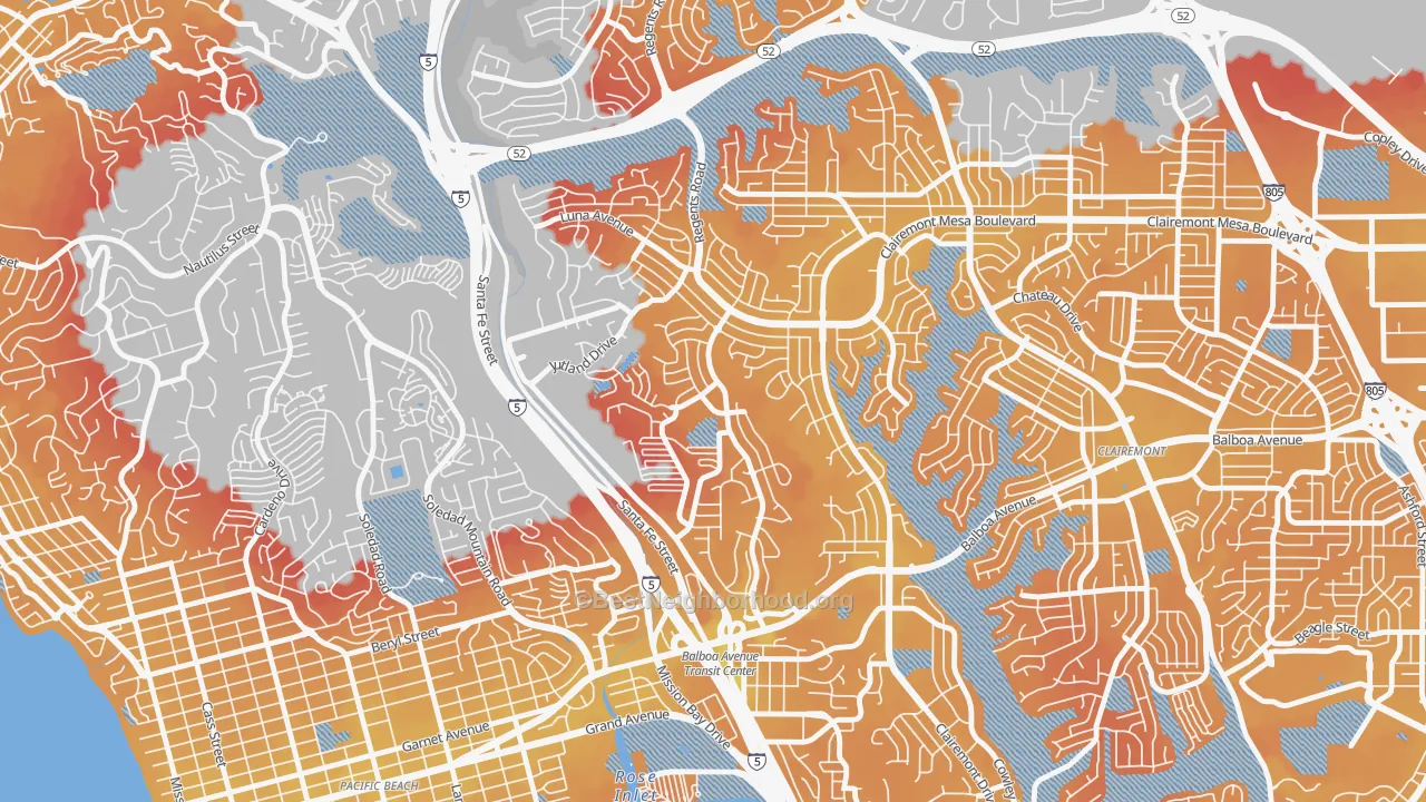 Transit Grade map of Bay Ho, San Diego, CA