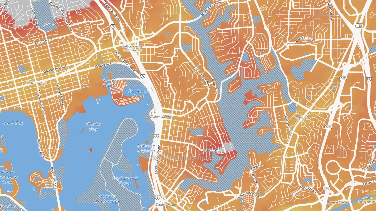 Transit Grade map of Bay Park, San Diego, CA