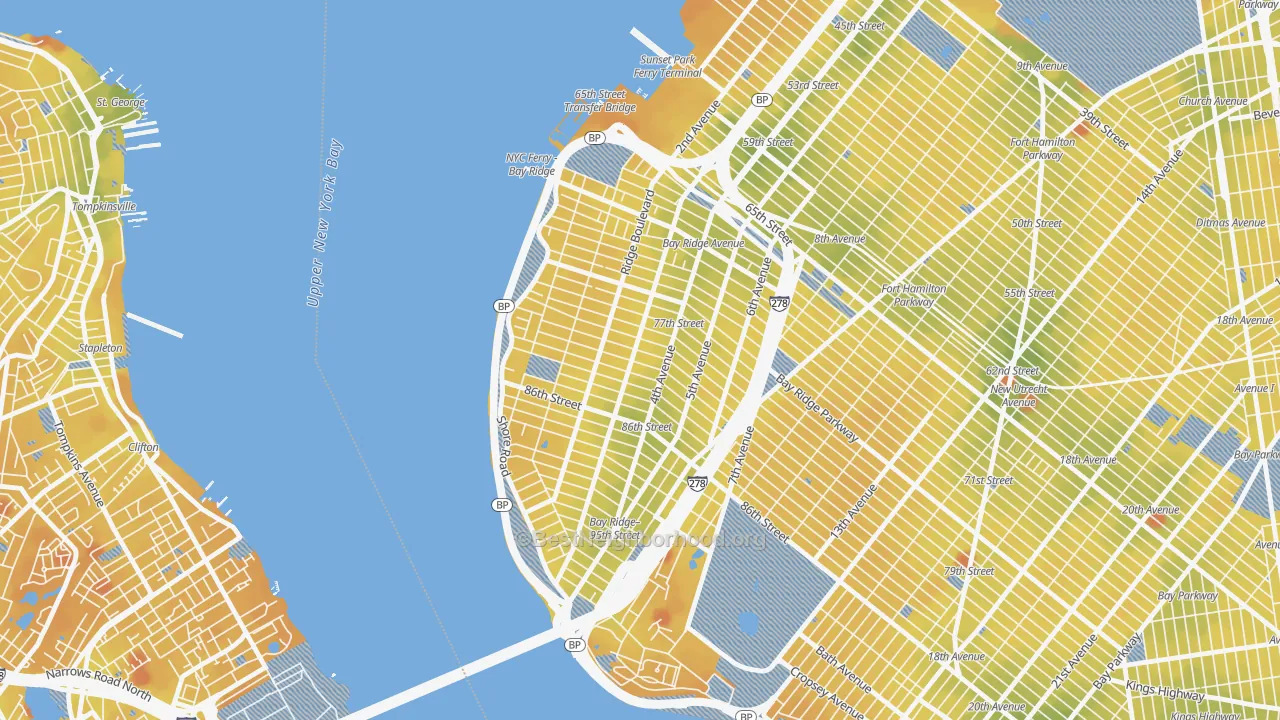 Transit Grade map of Bay Ridge-Fort Hamilton, Brooklyn, NY