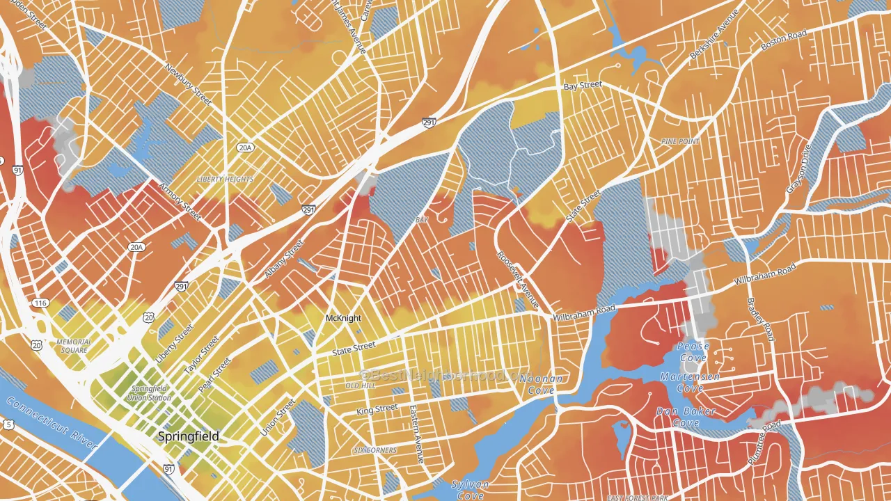 Transit Grade map of Bay, Springfield, MA