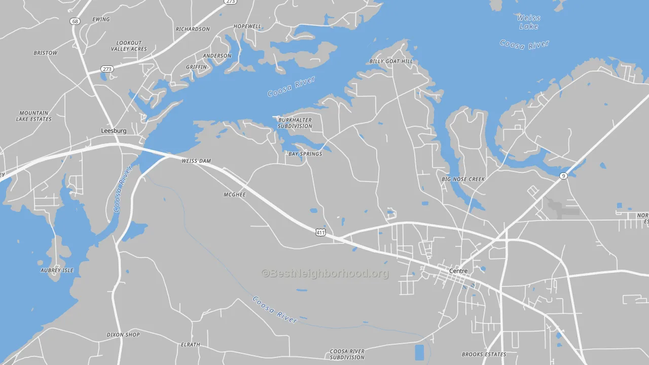 Transit Grade map of Bay Springs, AL
