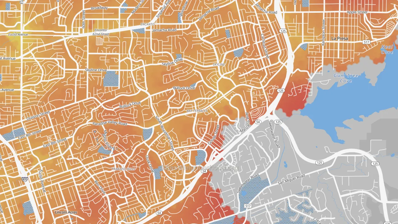 Transit Grade map of Bay Terraces, San Diego, CA