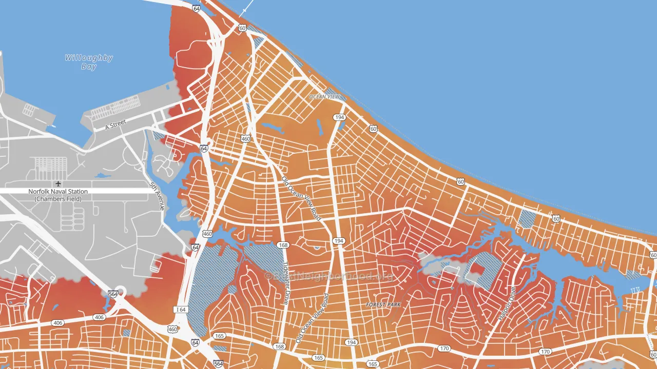 Transit Grade map of Bay View, Norfolk, VA