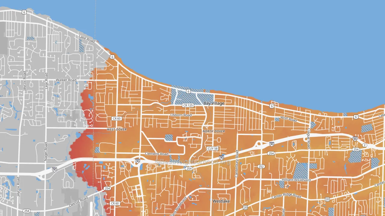 Transit Grade map of Bay Village, OH