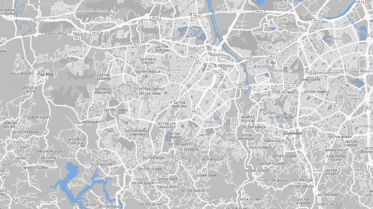 Transit Grade map of Bayamon, PR
