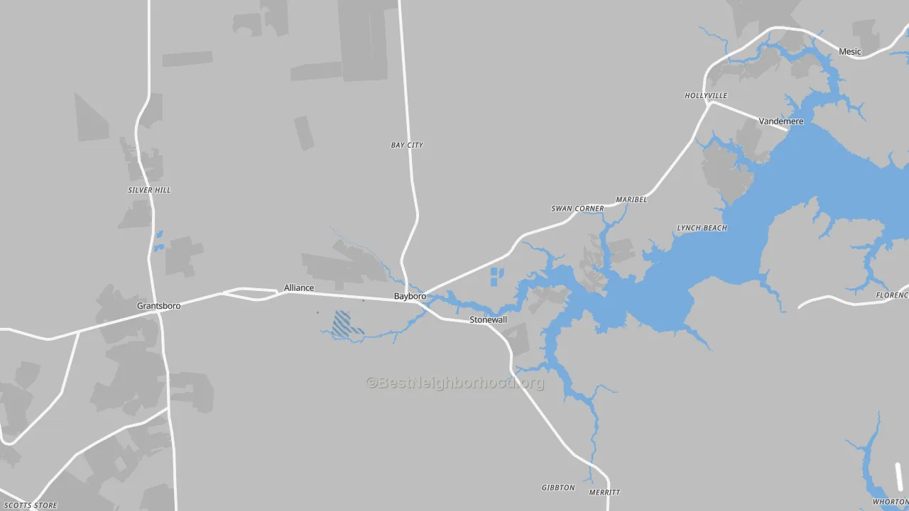 Transit Grade map of Bayboro, NC