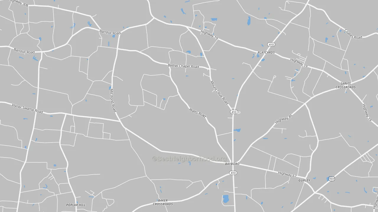 Transit Grade map of Bayboro, SC