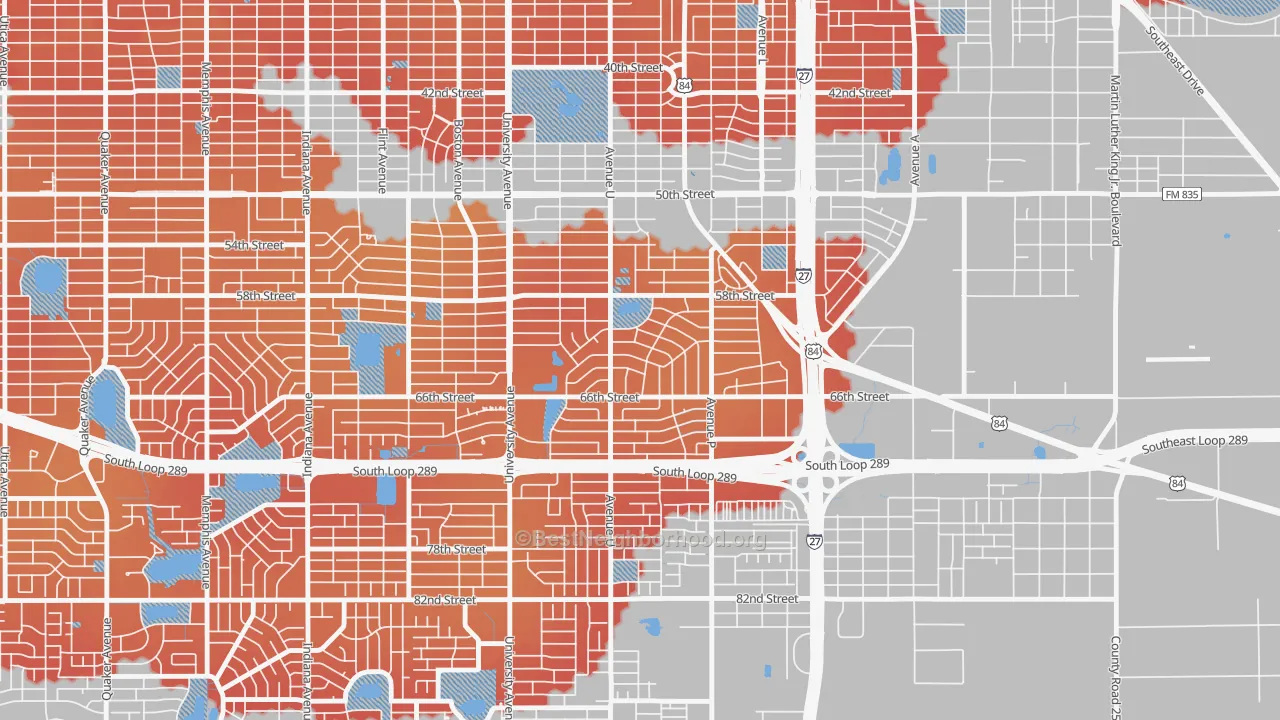 Transit Grade map of Bayless Atkins, Lubbock, TX