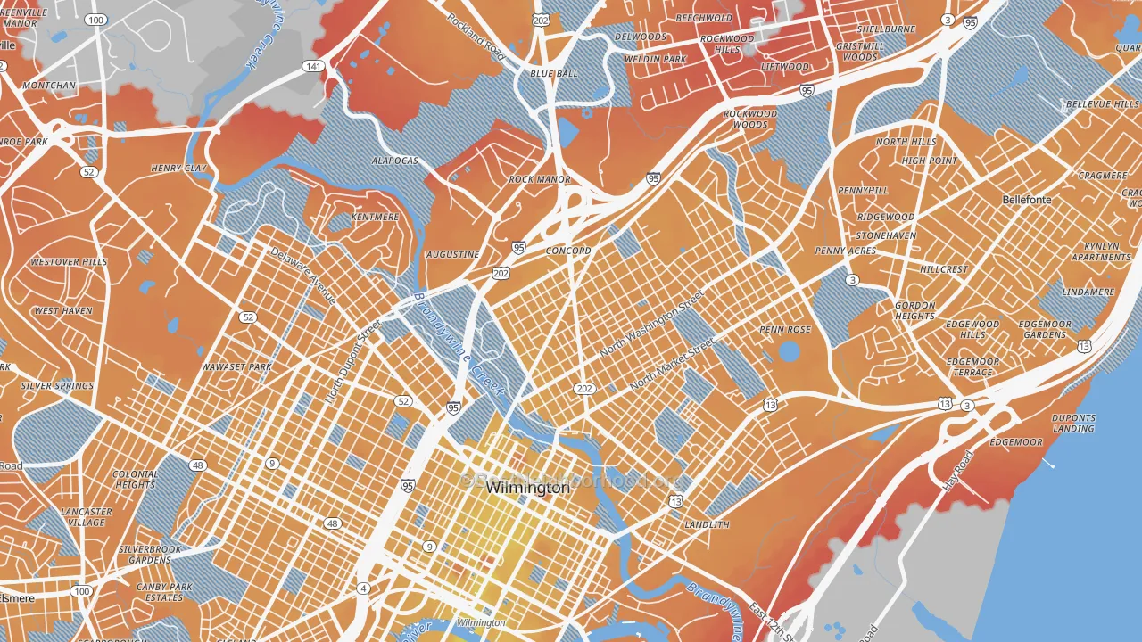 Transit Grade map of Baynard Village, Wilmington, DE