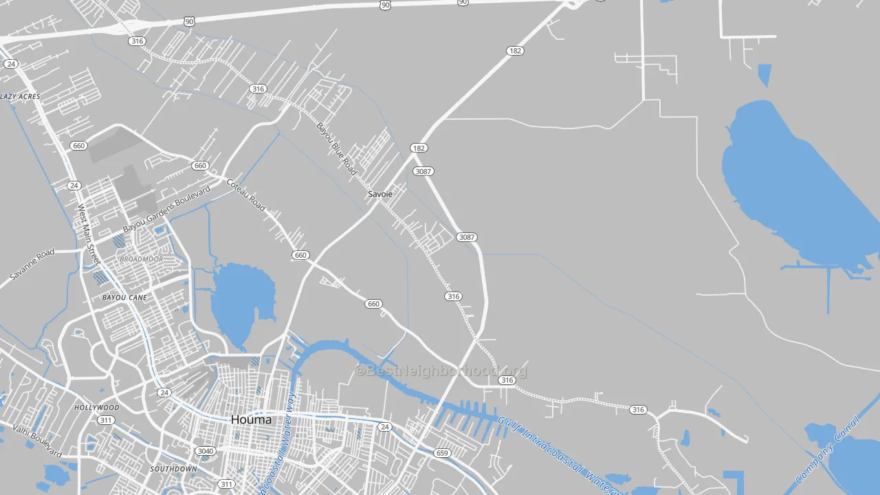 Transit Grade map of Bayou Blue, LA