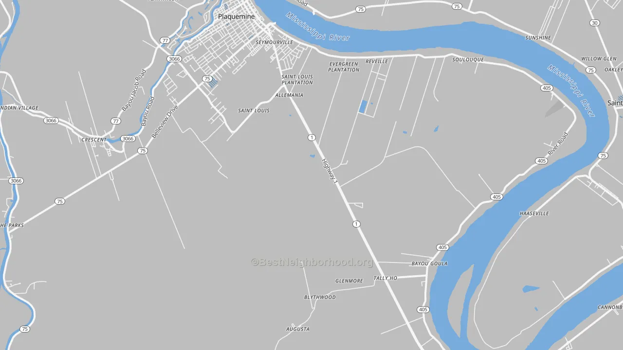 Transit Grade map of Bayou Goula, LA