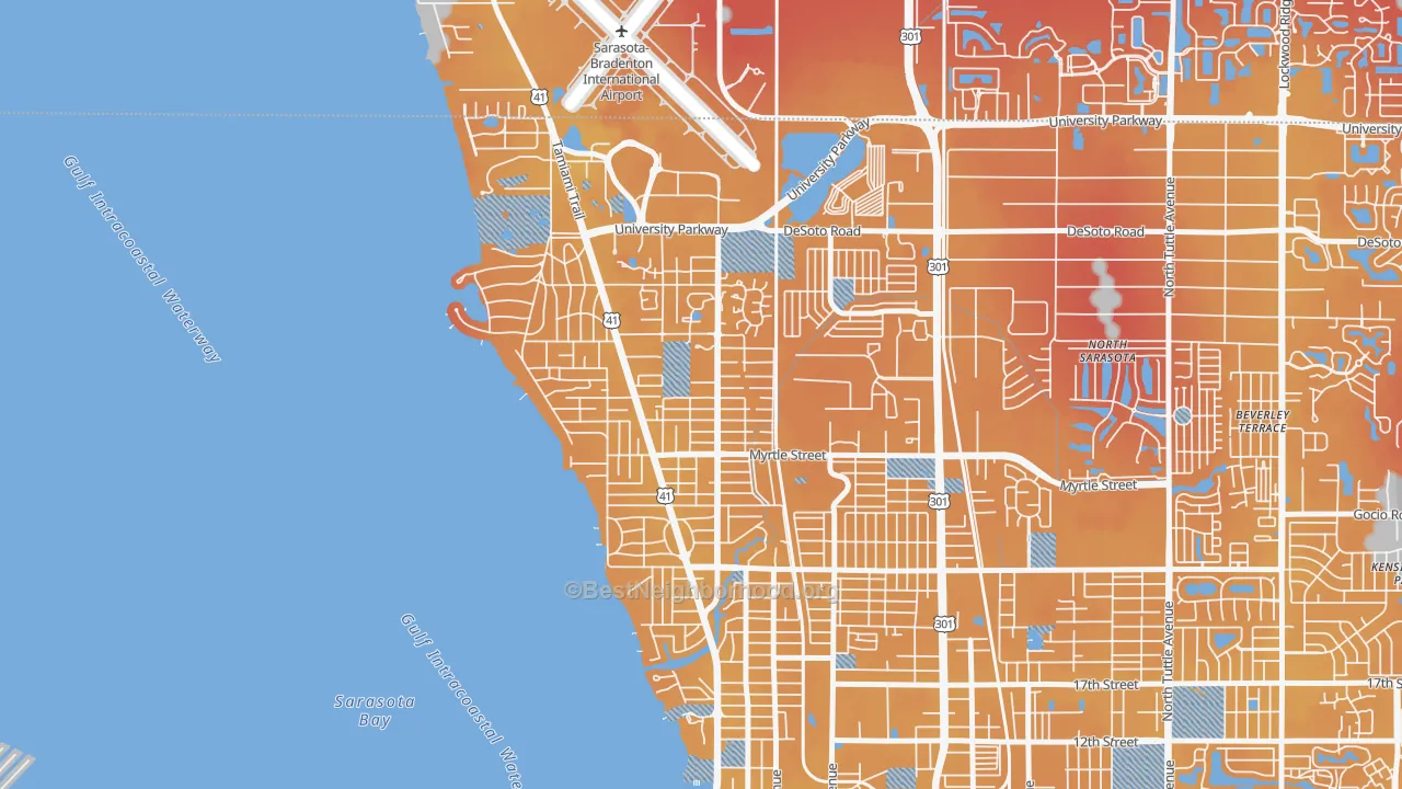 Transit Grade map of Bayou Oaks, Sarasota, FL