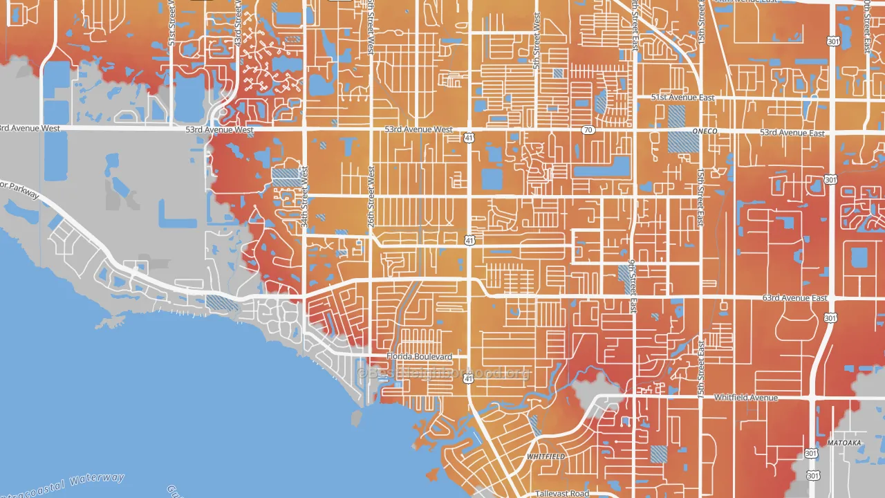 Transit Grade map of Bayshore Gardens, FL