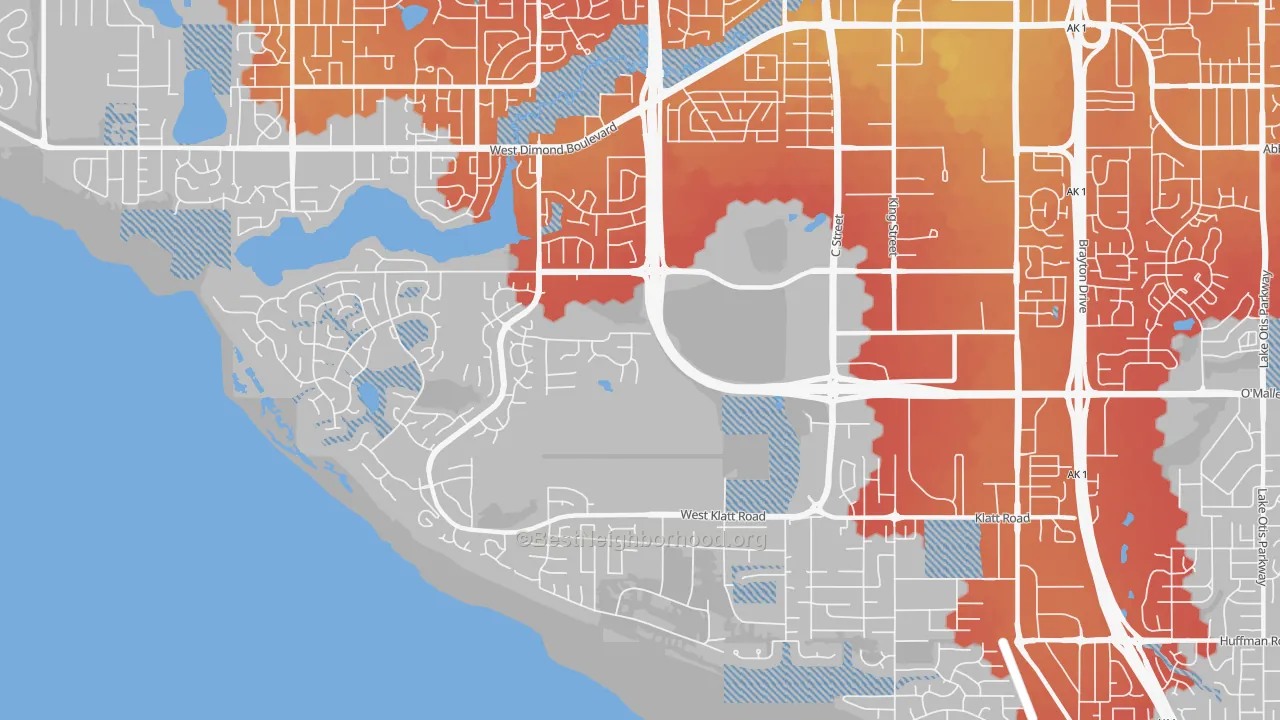 Transit Grade map of Bayshore-Klatt, Anchorage, AK